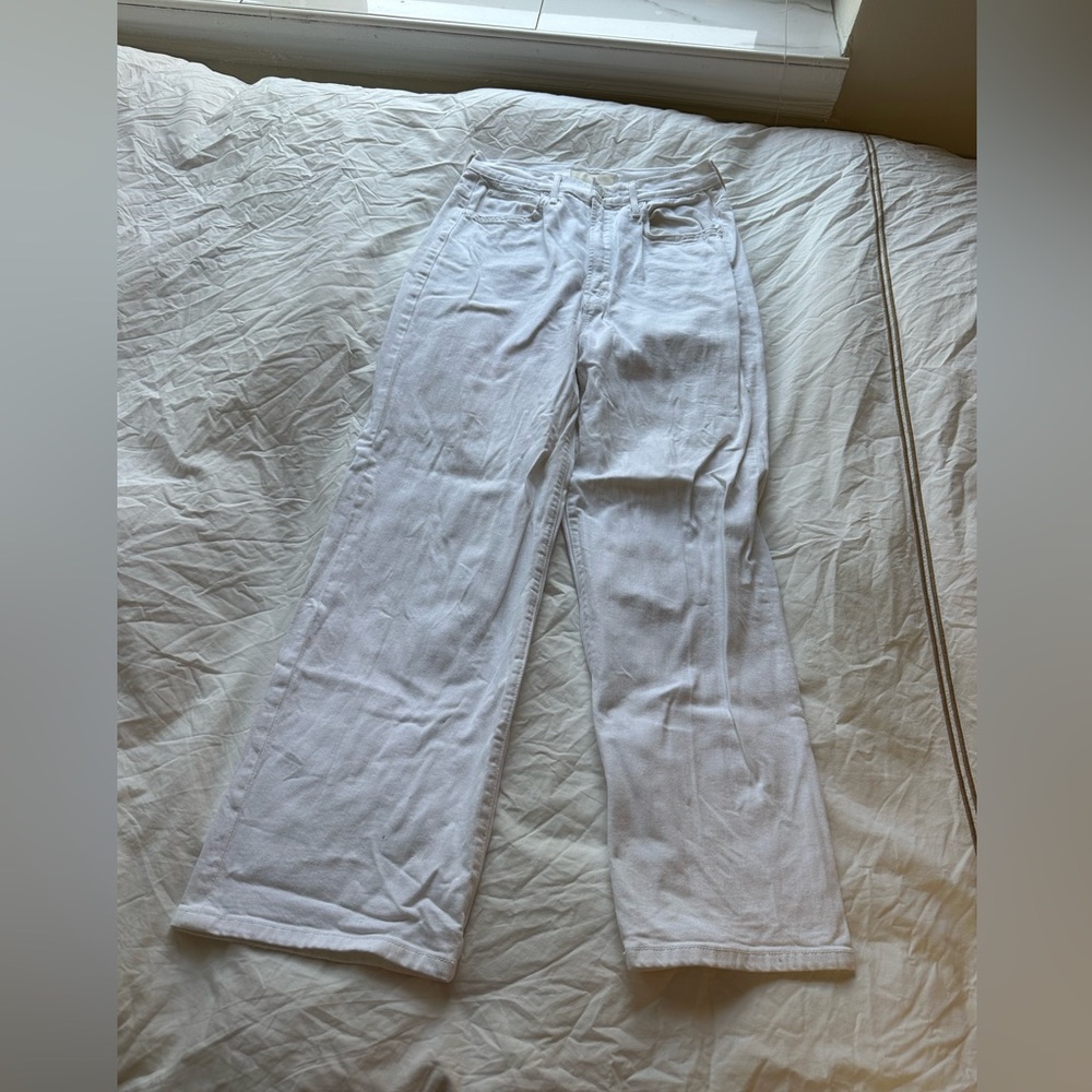 MOTHER White Wide-Leg Jeans